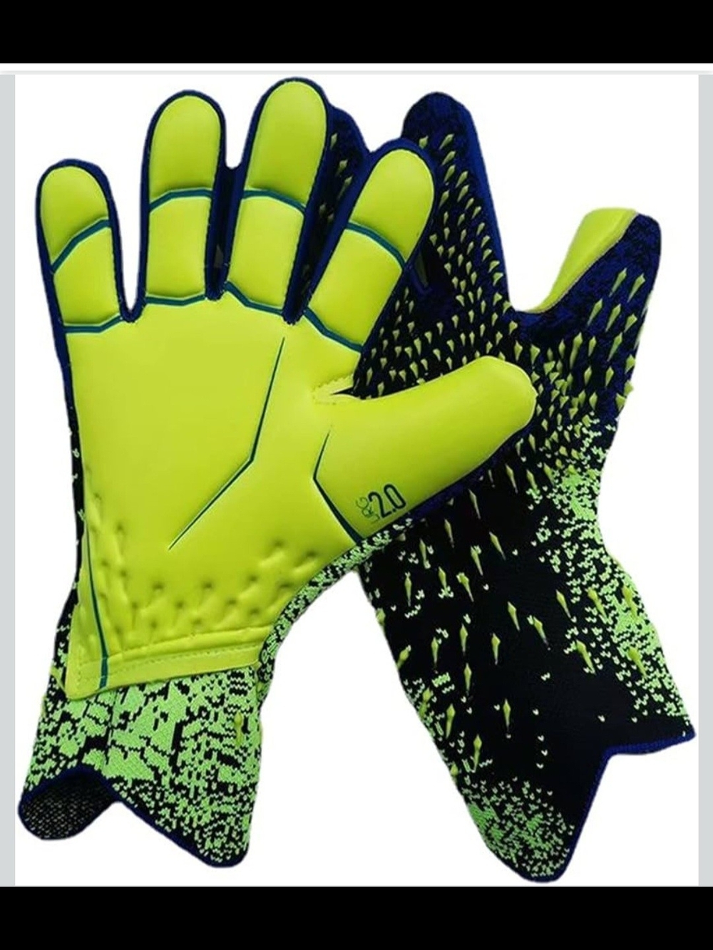 High-Visibility Neon Yellow & Black Goalkeeper Gloves, Adult Size 7